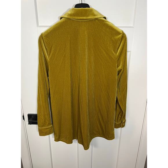 SOFT SURROUNDINGS VELVET LONG SLEEVE BUTTON FRONTBLOUSE SZ MEDIUM MUSTARD YELLOW - Picture 6 of 10